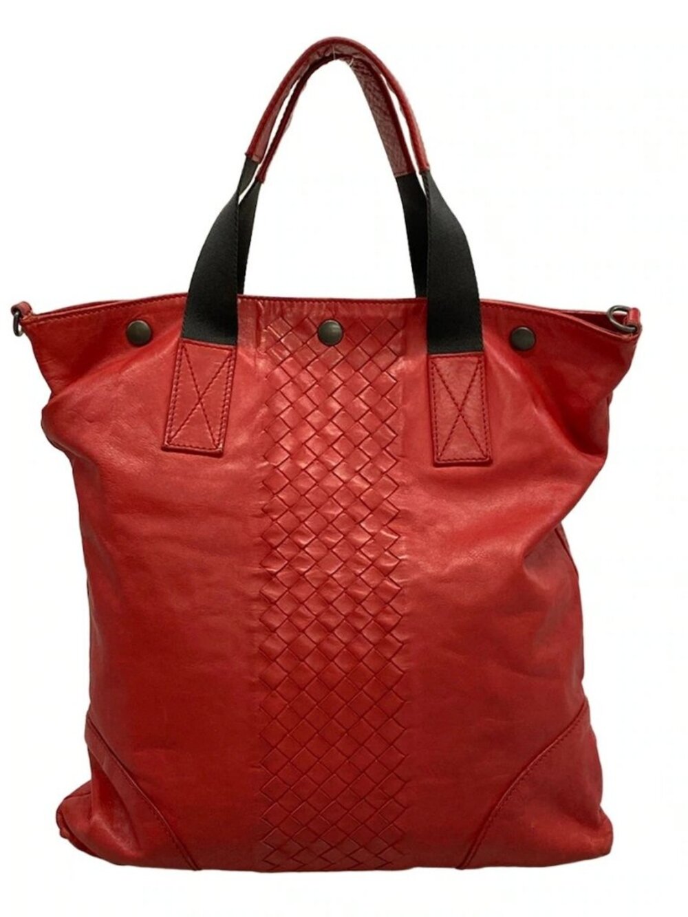 BOTTEGA VENETA Intrecciato Red Leather Handbag